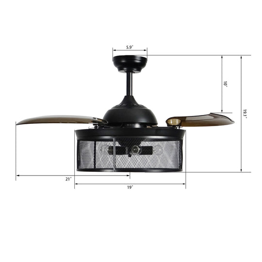 Paloma 42 Inch 3-Blade Retractable Best Smart Ceiling Fan With Wall Switch