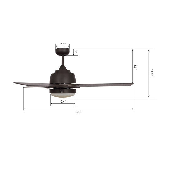 Aeryn 52 inch 3-Blade Best Smart Ceiling Fan with Wall Switch - Oil Rubbed Bronze/Walnut