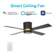 Load image into Gallery viewer, Arlington 52 Inch 4 - Blade Flush Mount Best Smart Ceiling Fan With Led Light Kit &amp; Wall Switch - Gold/Black - LEDMyPlace