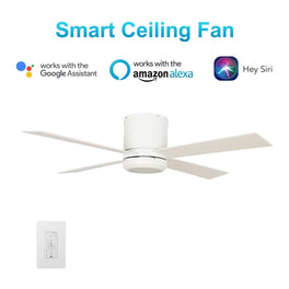 Arlo 52'' Best Smart Ceiling Fan with wall control, Light Kit Included, Works with Google Assistant and Amazon Alexa,Siri Shortcut