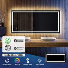 Load image into Gallery viewer, Backlit/Frontlit, Vanity Mirror with Lights, Touch Switch, Anti - Fog, Adjustable 3 - Color Temperature &amp; Remembrance, CRI 90+, LED Mirror for Bathroom, Accord Style - LEDMyPlace