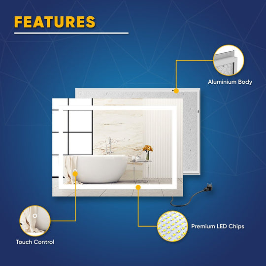Backlit/Frontlit, Vanity Mirror with Lights, Touch Switch, Anti - Fog, Adjustable 3 - Color Temperature & Remembrance, CRI 90+, LED Mirror for Bathroom, Accord Style - LEDMyPlace