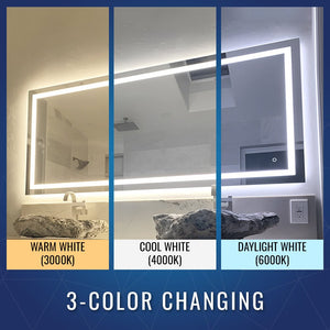 Backlit/Frontlit, Vanity Mirror with Lights, Touch Switch, Anti - Fog, Adjustable 3 - Color Temperature & Remembrance, CRI 90+, LED Mirror for Bathroom, Accord Style - LEDMyPlace