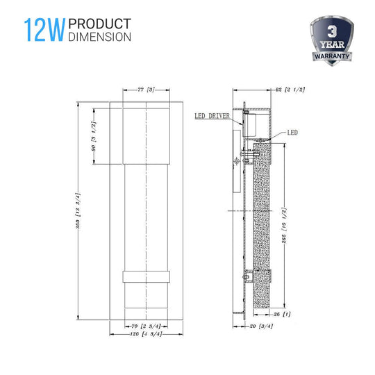 Bubble Glass LED Indoor Outdoor Wall Sconce Light, 12W, Dimmable, 4000K, 600lm, ETL Listed(Wet Location), For Front Door, Doorway, Foyer, Corridor, Balcony, Patio and Porch - LEDMyPlace