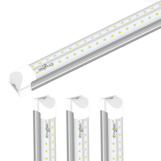 T8 8ft, 60 Watt V Shape LED Integrated Tube 6500K Clear, 210W Equivalent, 7200 Lumens, 100-277V, Plug and Play, Commercial LED Lighting