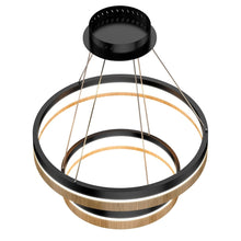 Load image into Gallery viewer, Double Circle Chandelier, 78W, 3000K, 1501 Lumens, Wooden + Matte Black Chandelier, Dimmable Pendant Fixture - LEDMyPlace