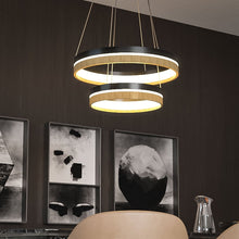 Load image into Gallery viewer, Double Circle Chandelier, 78W, 3000K, 1501 Lumens, Wooden + Matte Black Chandelier, Dimmable Pendant Fixture - LEDMyPlace