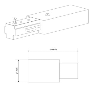 Decorative Lighting Live End System Track – 3-Wire Single Circuit Track with End Cap in White Finish