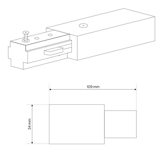 Decorative Lighting Live End System Track – 3-Wire Single Circuit Track with End Cap in White Finish