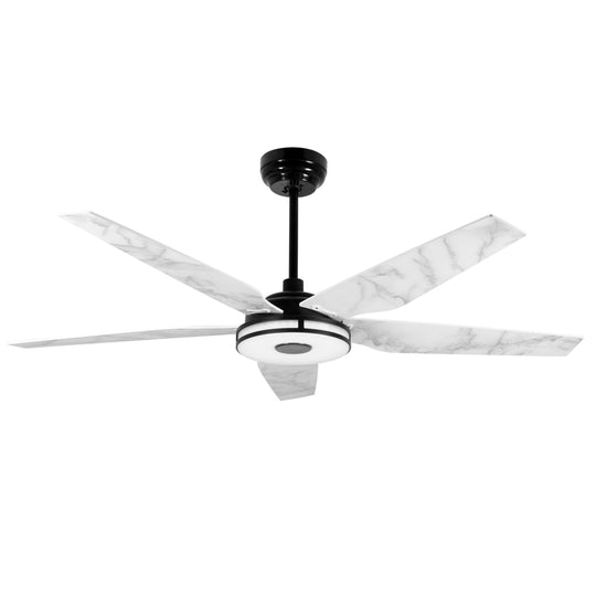 Explorer 52 in. (5 - Blade) Best Smart Ceiling Fan w/ Light & Remote, Black/Marble Pattern Finish, Works w/ Alexa/Google Home/Siri - LEDMyPlace