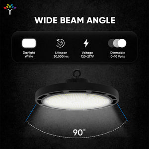 Gen13 UFO LED High Bay Light, 200W, 4000K, 28,600LM, AC120 - 277V, IP65 Waterproof, UL, DLC Listed, 0 - 10V Dimmable, Plug & Play Lighting for Warehouse Workshop Factory Barn Garage Area Lighting Fixture - LEDMyPlace