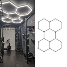 Load image into Gallery viewer, Hexagon LED Garage Light, 5 Hex Kit (24pcs), 6w/pc (Total Power 144W), 6500K, 120 - 130lm/w, AC100 - 277v,IP44, CRI:&gt;80, For Garage, Shop, Gym, Basement, Barbershop, Warehouse, Car Detailing Shop - LEDMyPlace