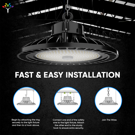 Gen23 UFO LED High Bay Light 150/120/100 Watt Adjustable, 5700K, 150LM/W-155LM/W, AC277-480V High Voltage, IP65, UL, DLC Listed, 1-10V Dim, For Warehouse Barn Airport Workshop Garage Factory