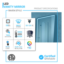 Load image into Gallery viewer, led-lighted-shelf-mirror-touch-switch-defogger-and-cct-remembrance-raven-style