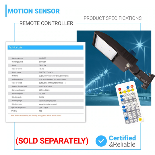 150W LED Parking Lot Lights With Photocell & Motion Sensor, 5700K, Universal Mount, Bronze AC100-277V, Led Area Lighting