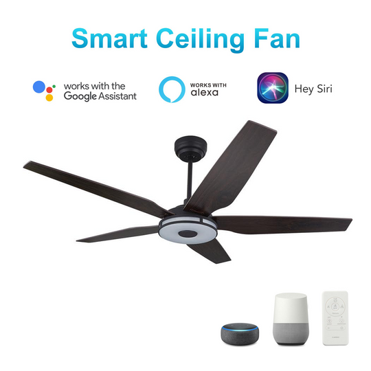 Explorer 52 In. Indoor/outdoor Wi-Fi Best Smart Ceiling Fan with Light & Remote, Works with Alexa/Google Home, Black/dark Wooden Pattern (5-Blade)