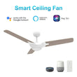 Load image into Gallery viewer, Innovator 52&quot; Modern Wood Pattern Best Smart Ceiling Fan in White w/ LED Light &amp; Remote (3 - Blade) Works w/ Alexa/Google Home/Siri - LEDMyPlace