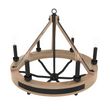 Load image into Gallery viewer, 6-Light Farmhouse Chandelier Diam 26&#39;&#39;, E12 Base, Matte black Finish Hardware with Nature Solid Ashwood