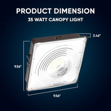Load image into Gallery viewer, LED Canopy Light 35W 5700K Daylight 4550LM IP65 Waterproof 0 - 10V Dim 120 - 277VAC Surface or Pendant Mount, for Gas Stations Outdoor Area Light, Bronze - LEDMyPlace