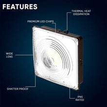 Load image into Gallery viewer, LED Canopy Light 35W 5700K Daylight 4550LM IP65 Waterproof 0 - 10V Dim 120 - 277VAC Surface or Pendant Mount, for Gas Stations Outdoor Area Light, Bronze - LEDMyPlace