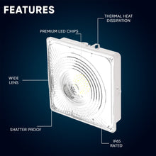 Load image into Gallery viewer, 35W LED Canopy Light 5700K Daylight 4550LM IP65 Waterproof 0-10V Dim 120-277VAC Surface or Pendant Mount, for Gas Stations Outdoor Area Light White