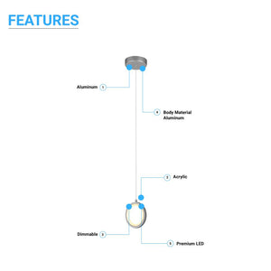 LED Circular Vertical One Ring Pendant Light, 8W, 3000K, 400LM, 120V, Dim: 5.5 x 55 Inch, ETL Listed, Dimmable, Circline Architectural, Hanging Light Fixture - LEDMyPlace