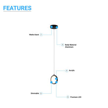 Load image into Gallery viewer, LED Circular Vertical One Ring Pendant Light, 8W, 3000K, 400LM, 120V, Dim: 5.5 x 55 Inch, ETL Listed, Dimmable, Circline Architectural, Hanging Light Fixture - LEDMyPlace