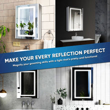 Load image into Gallery viewer, LED Lighted Bathroom Medicine Cabinet with Outlet, Double Sided Mirror, On/Off Switch, ETL, RoHS Listed, 90+ CRI, Surface Mount, Medicine Cabinet with LED Mirror, Benign Style - LEDMyPlace