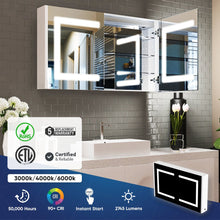 Load image into Gallery viewer, LED Lighted Bathroom Medicine Cabinet with Outlet, Double Sided Mirror, On/Off Switch, ETL, RoHS Listed, 90+ CRI, Surface Mount, Medicine Cabinet with LED Mirror, Benign Style - LEDMyPlace