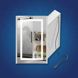 LED Lighted Bathroom Medicine Cabinet with Outlet, Double Sided Mirror, On/Off Switch, ETL, RoHS Listed, 90+ CRI, Surface Mount, Medicine Cabinet with LED Mirror, Benign Style - LEDMyPlace