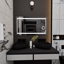 Load image into Gallery viewer, LED Lighted Bathroom Vanity Mirror with Magnifying Mirror, Anti - Fog, Touch Button, CRI 90+,Adjustable Color Temperature &amp; Remembrance Makeup Mirror, Auspice Style - LEDMyPlace