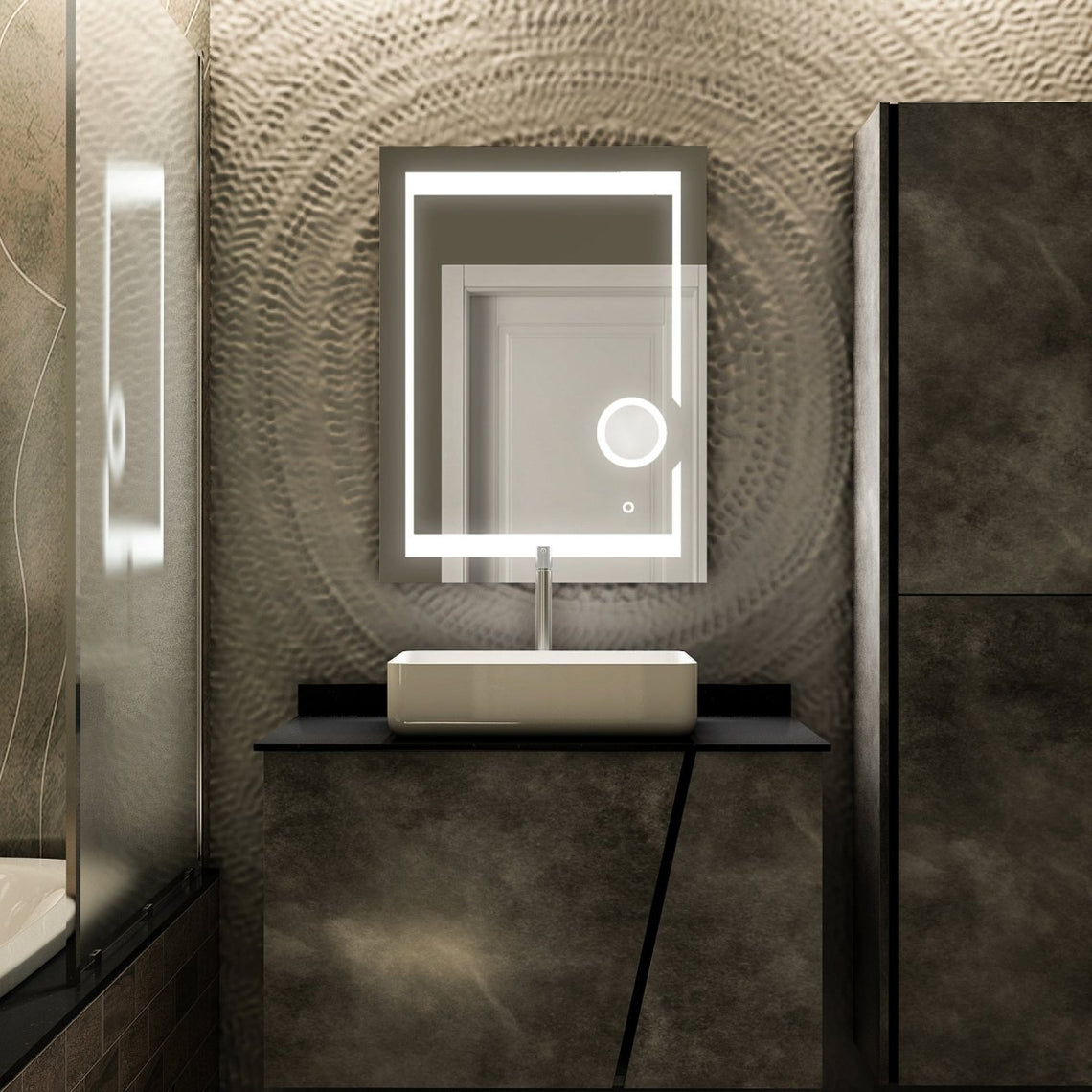 LED Lighted Bathroom Vanity Mirror with Magnifying Mirror, Anti - Fog, Touch Button, CRI 90+,Adjustable Color Temperature & Remembrance Makeup Mirror, Auspice Style - LEDMyPlace