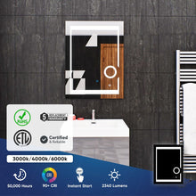 Load image into Gallery viewer, LED Lighted Bathroom Vanity Mirror with Magnifying Mirror, Anti - Fog, Touch Button, CRI 90+,Adjustable Color Temperature &amp; Remembrance Makeup Mirror, Auspice Style - LEDMyPlace