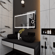 Load image into Gallery viewer, LED Lighted Bathroom Vanity Mirror with Magnifying Mirror, Anti - Fog, Touch Button, CRI 90+,Adjustable Color Temperature &amp; Remembrance Makeup Mirror, Auspice Style - LEDMyPlace