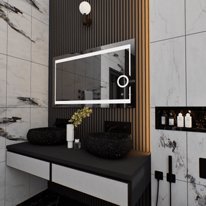 LED Lighted Bathroom Vanity Mirror with Magnifying Mirror, Anti - Fog, Touch Button, CRI 90+,Adjustable Color Temperature & Remembrance Makeup Mirror, Auspice Style - LEDMyPlace