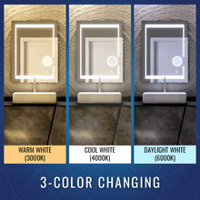 Load image into Gallery viewer, LED Lighted Bathroom Vanity Mirror with Magnifying Mirror, Anti - Fog, Touch Button, CRI 90+,Adjustable Color Temperature &amp; Remembrance Makeup Mirror, Auspice Style - LEDMyPlace