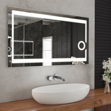 Load image into Gallery viewer, LED Lighted Bathroom Vanity Mirror with Magnifying Mirror, Anti - Fog, Touch Button, CRI 90+,Adjustable Color Temperature &amp; Remembrance Makeup Mirror, Auspice Style - LEDMyPlace