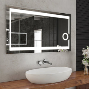 LED Lighted Bathroom Vanity Mirror with Magnifying Mirror, Anti - Fog, Touch Button, CRI 90+,Adjustable Color Temperature & Remembrance Makeup Mirror, Auspice Style - LEDMyPlace