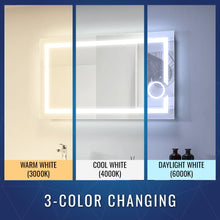 Load image into Gallery viewer, LED Lighted Bathroom Vanity Mirror with Magnifying Mirror, Anti - Fog, Touch Button, CRI 90+,Adjustable Color Temperature &amp; Remembrance Makeup Mirror, Auspice Style - LEDMyPlace
