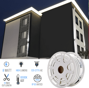 LED Neon Rope Light, AC120V, ETL, UL Listed (white), Indoor Outdoor IP65 Waterproof Ambient Decorative Light - LEDMyPlace