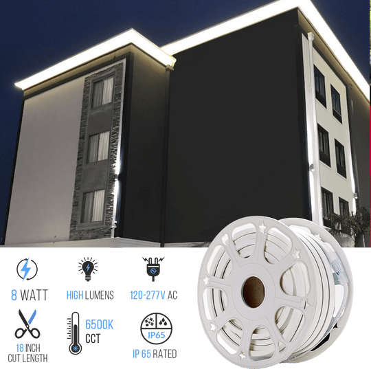 LED Neon Rope Light, AC120V, ETL, UL Listed (white), Indoor Outdoor IP65 Waterproof Ambient Decorative Light - LEDMyPlace