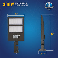 Load image into Gallery viewer, LED Parking Lot Light With Dusk to Dawn Photocell, 300W, 5700K, 42800LM, High Voltage 277 - 480V, IP65, Universal Mount (Adjustable Slip Fitter + Wall Mount), UL, DLC Listed, Bronze, Commercial Area Road Lighting - LEDMyPlace