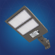 Load image into Gallery viewer, LED Parking Lot Light With Dusk to Dawn Photocell, 300W, 5700K, 42800LM, High Voltage 277 - 480V, IP65, Universal Mount (Adjustable Slip Fitter + Wall Mount), UL, DLC Listed, Bronze, Commercial Area Road Lighting - LEDMyPlace