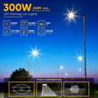 Load image into Gallery viewer, LED Parking Lot Light With Dusk to Dawn Photocell, 300W, 5700K, 42800LM, High Voltage 277 - 480V, IP65, Universal Mount (Adjustable Slip Fitter + Wall Mount), UL, DLC Listed, Bronze, Commercial Area Road Lighting - LEDMyPlace