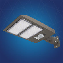 Load image into Gallery viewer, LED Parking Lot Light With Dusk to Dawn Photocell, 300W, 5700K, 42800LM, High Voltage 277 - 480V, IP65, Universal Mount (Adjustable Slip Fitter + Wall Mount), UL, DLC Listed, Bronze, Commercial Area Road Lighting - LEDMyPlace