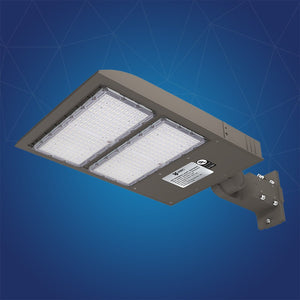 LED Parking Lot Light With Dusk to Dawn Photocell, 300W, 5700K, 42800LM, High Voltage 277 - 480V, IP65, Universal Mount (Adjustable Slip Fitter + Wall Mount), UL, DLC Listed, Bronze, Commercial Area Road Lighting - LEDMyPlace
