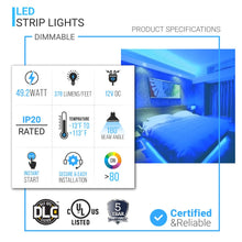 Load image into Gallery viewer, LED Strip Lights, IP20, 16.4ft, Dimmable, 12V, SMD 2216, 120 leds/Meter, 378 Lumens/ft, UL, RoHS Listed, LED Lights for Bedroom, Kitchen, Home Decoration - LEDMyPlace