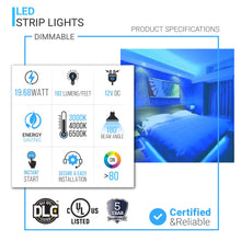 Load image into Gallery viewer, LED Strip Lights, IP20, 16.4ft, Dimmable, 12V, SMD 3528, 60 leds/Meter, 192 Lumens/ft, UL, RoHS Listed, LED Lights for Bedroom, Kitchen, Home Decoration - LEDMyPlace