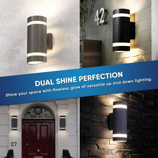 LED Up and Down Lights Outdoor, Semi Cylinder, 2X5W, AC100 - 277V, Outdoor Wall Light ETL, RoHS Listed, Waterproof Outdoor Wall Lamps - LEDMyPlace