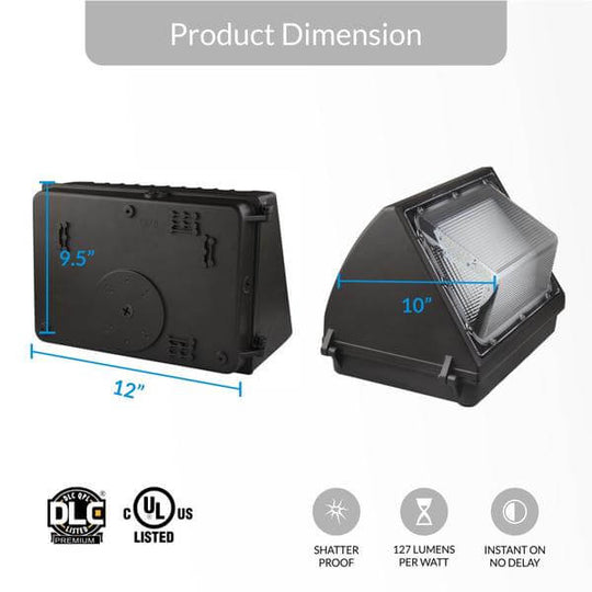 LED Wall Pack Light 120W 5700K Forward Throw 16200LM IP65 Waterproof, 100V - 277V, UL, DLC Listed, Outdoor Wall Light Fixture, Commercial Security Lighting - LEDMyPlace